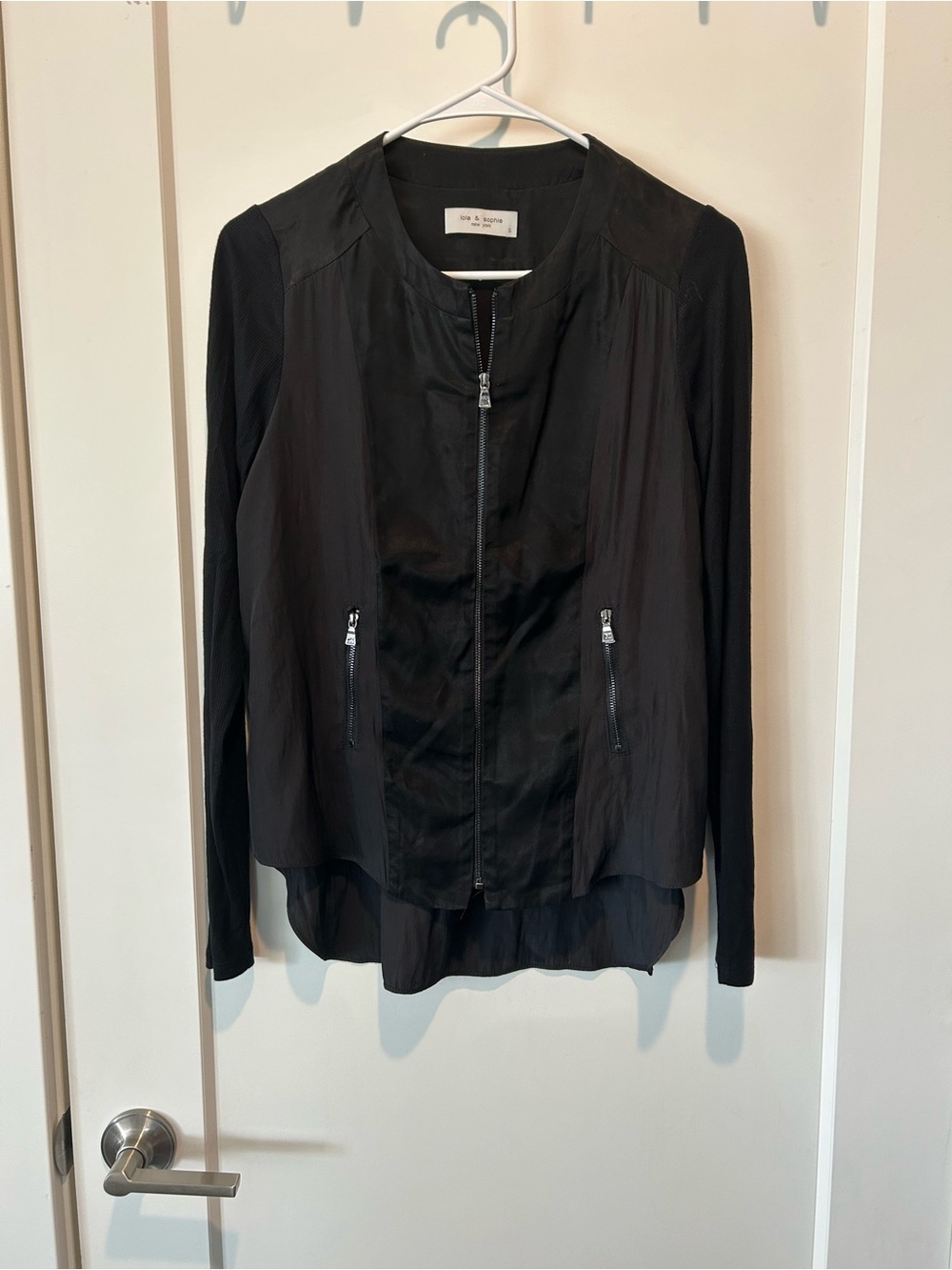 Lola & Sophie New York Satin Lightweight Utility Zip-Up Jacket